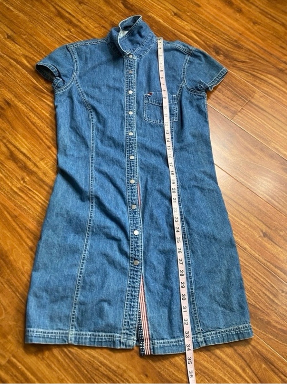 Tommy Hilfiger Women's Blue Denim Short Sleeve Button Down Dress Size 4 Western - Picture 16 of 16